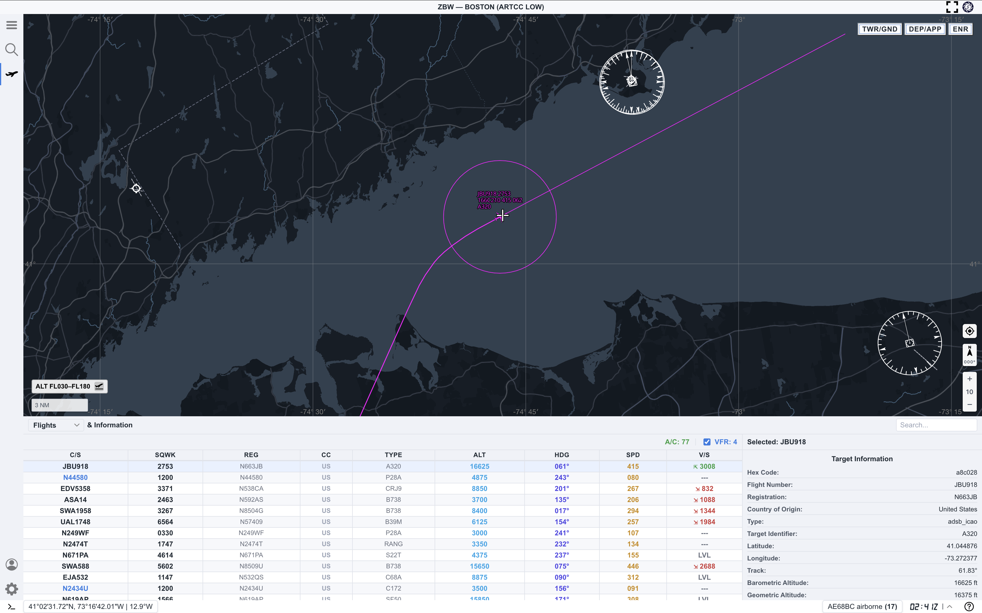 Flight info panel fields