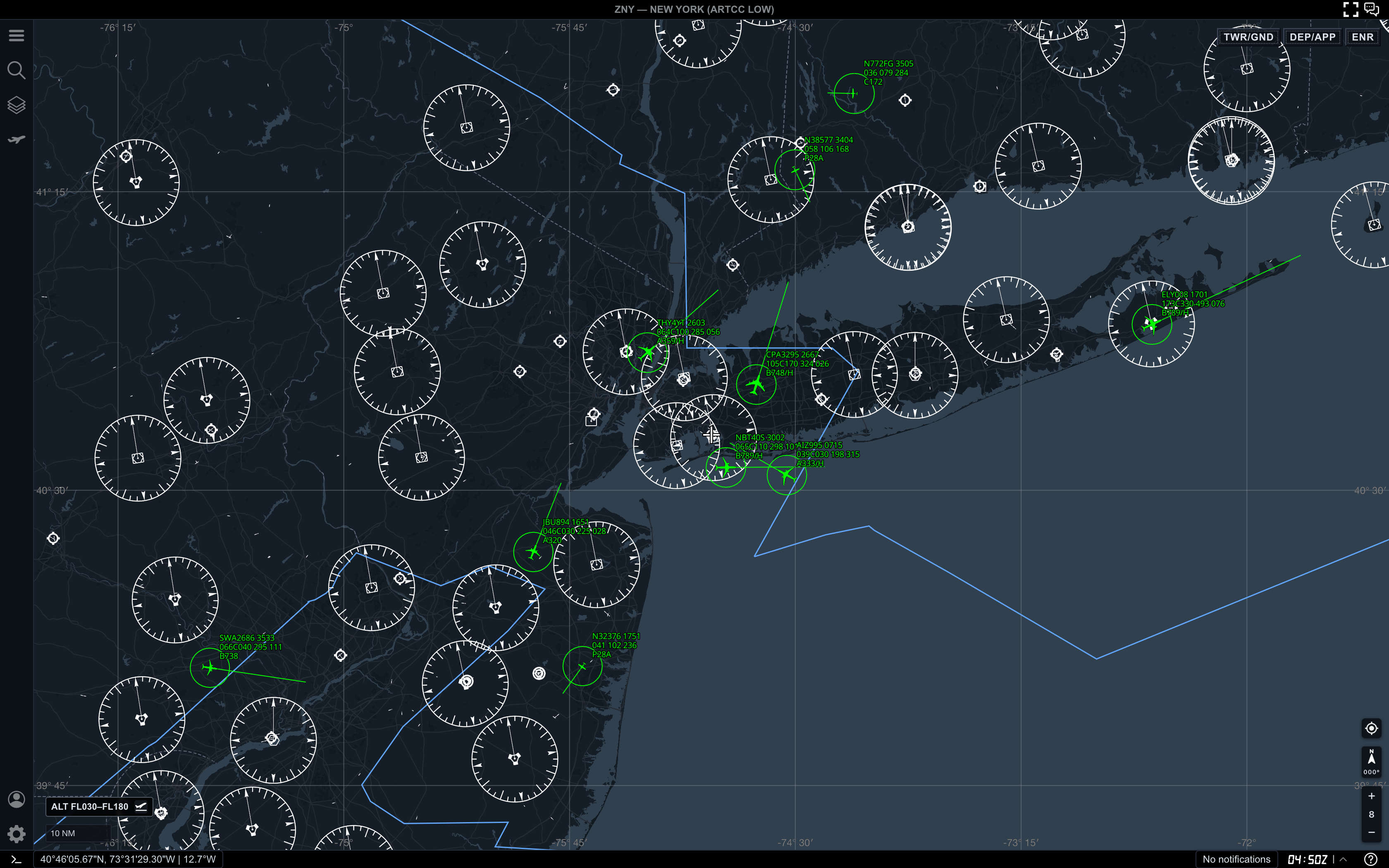 DEP/APP mode around New York terminal airspace